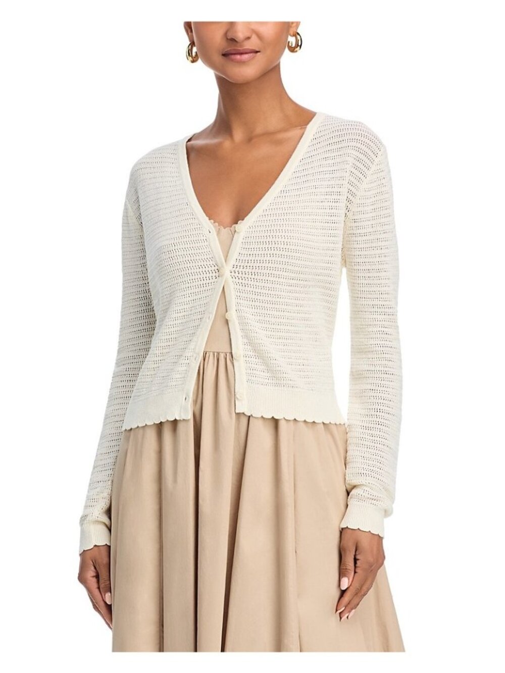 NWT French Connection Nesta Open Knit Cardigan White XL MSRP $78